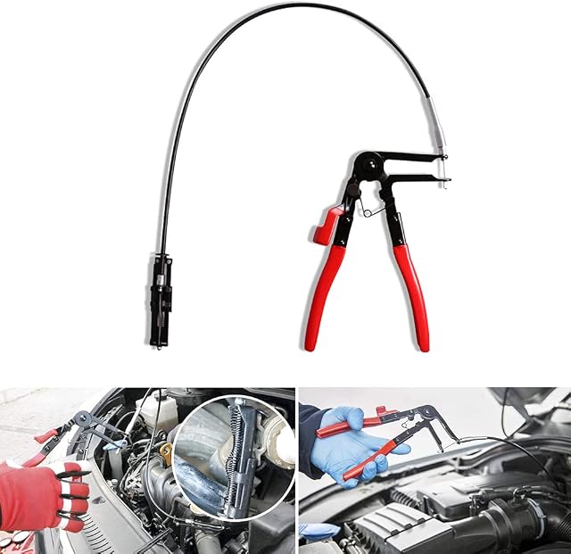 24" Cable-Type Flexible Hose Clamp Pliers, Shaft Fuel Oil Water Hose Tool, Alloy Steel Forging, Durable, Corrosion Resistance, Used to The Car Replace Fuel, Oil and Water Pipes Etc.