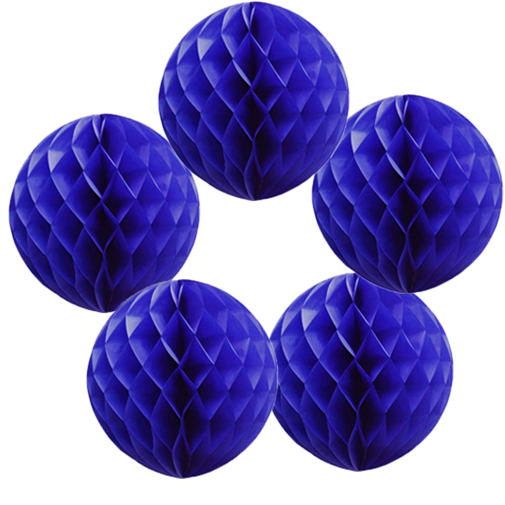 5 Pack Tissue Paper Honeycomb Balls Table Centrepiece Lantern Garland Wedding Decoration | Ball-Royal Blue, 12"(30cm) | — image 1