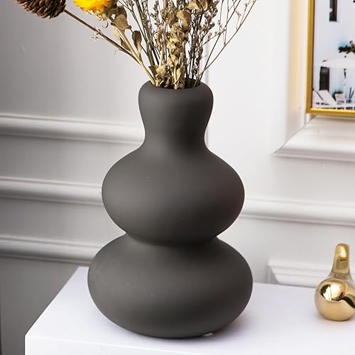 Ceramic Vase for Decor, Black Modern Vases for Home Decor Living Room, Home, Office, Centerpiece,Table and Wedding