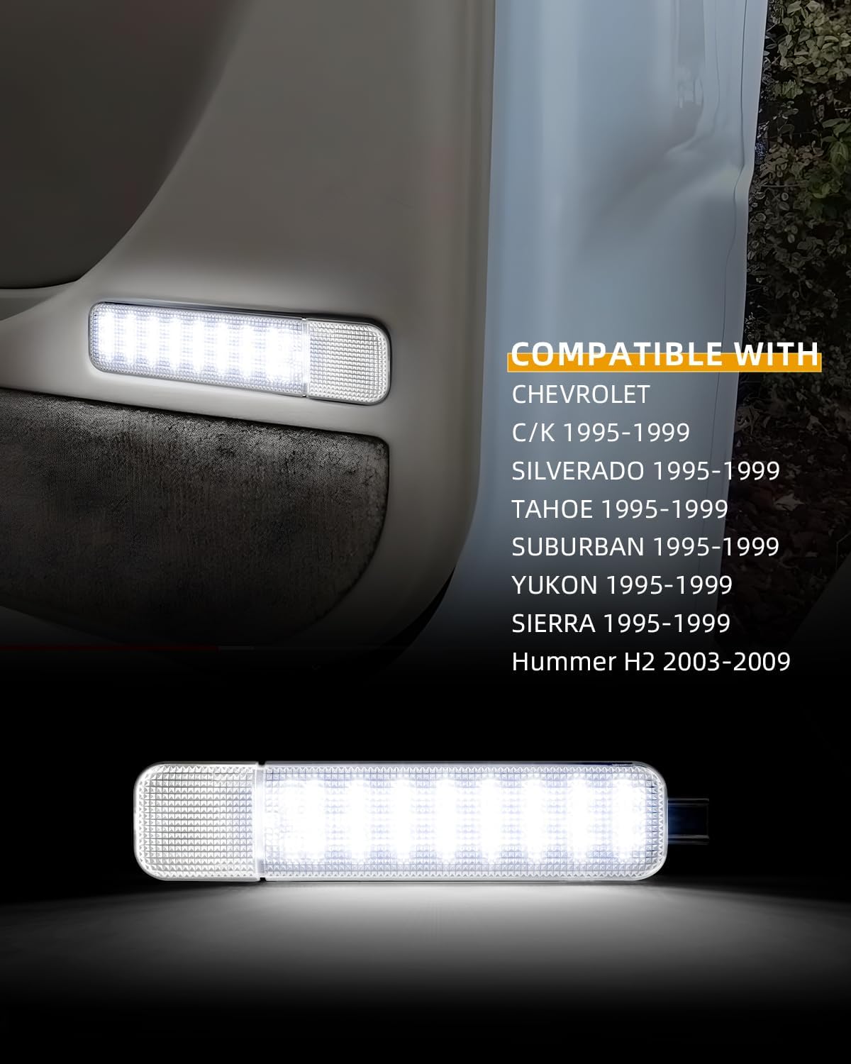 LED Door Panel Light Interior Courtesy Light Compatible with 1995-1999 Chevy C/K Silverado Sierra Yukon Hum-mer H2 2003-2009 Full LED White Plug & Play
