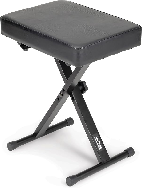On-Stage KT7800 Banco de teclado estilo X de tres posiciones (portátil, plegable, asiento para teclados, sintetizadores, órganos y pianos, altura ajustable, acolchado, base de metal, patas de goma, negro) | Asientos para teclados. Sintetizadores, órganos y pianos, Altura ajustable, Acolchado, Amortiguado, Base de metal, Pies de goma, Negro