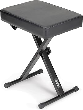 On-Stage KT7800 Three-Position X-Style Keyboard Bench (Portable, Folding, Seating for Keyboards, Synths, Organs, and Pianos, Adjustable Height, Padded, Cushioned, Metal Base, Rubber Feet, Black)