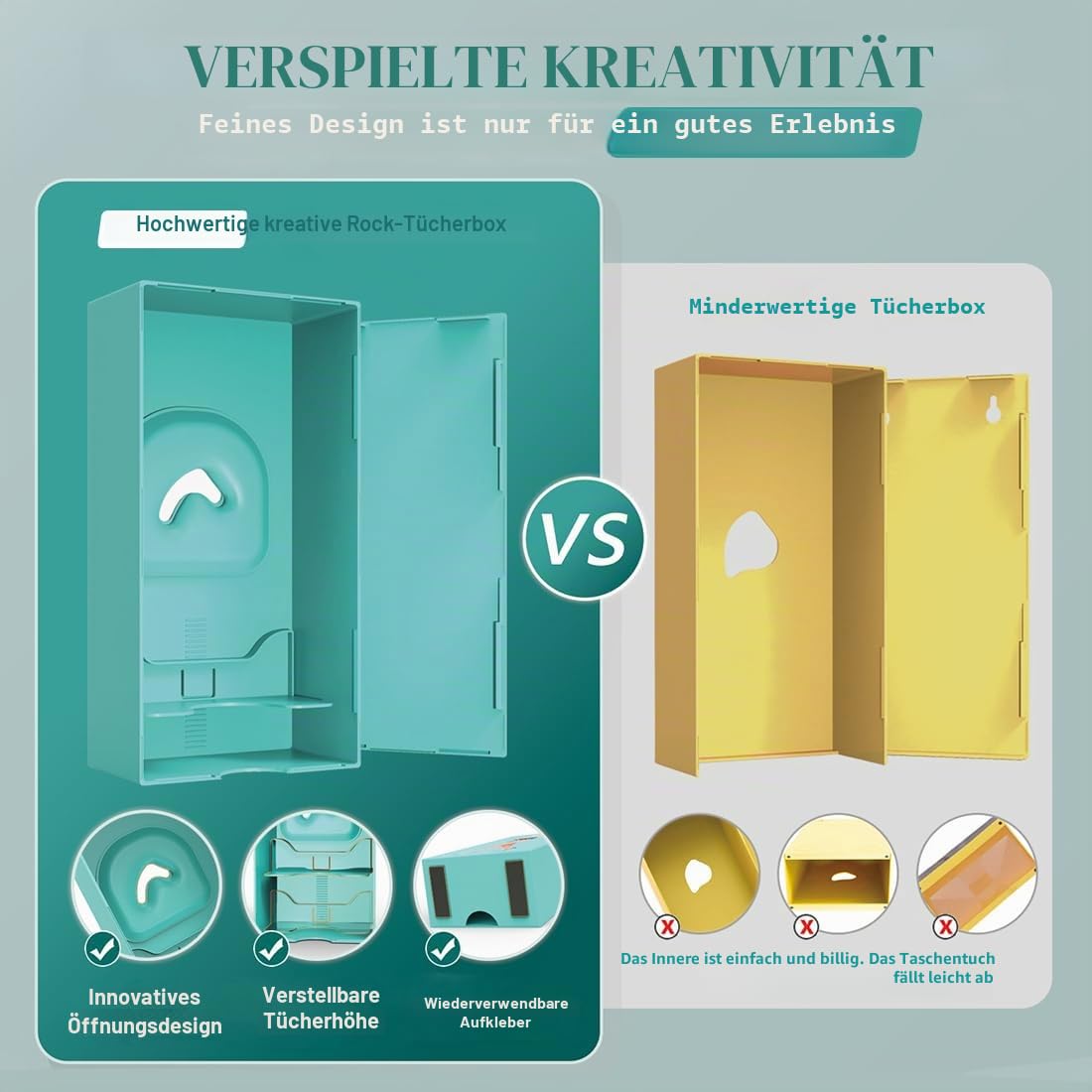 Taschentuchbox-Abdeckung, kreatives Rock-Design, Taschentuchbox, wasserdicht, Retro, ausziehbar, geeignet für Schlafzimmer, Wohnzimmer, Büro (Rosa)