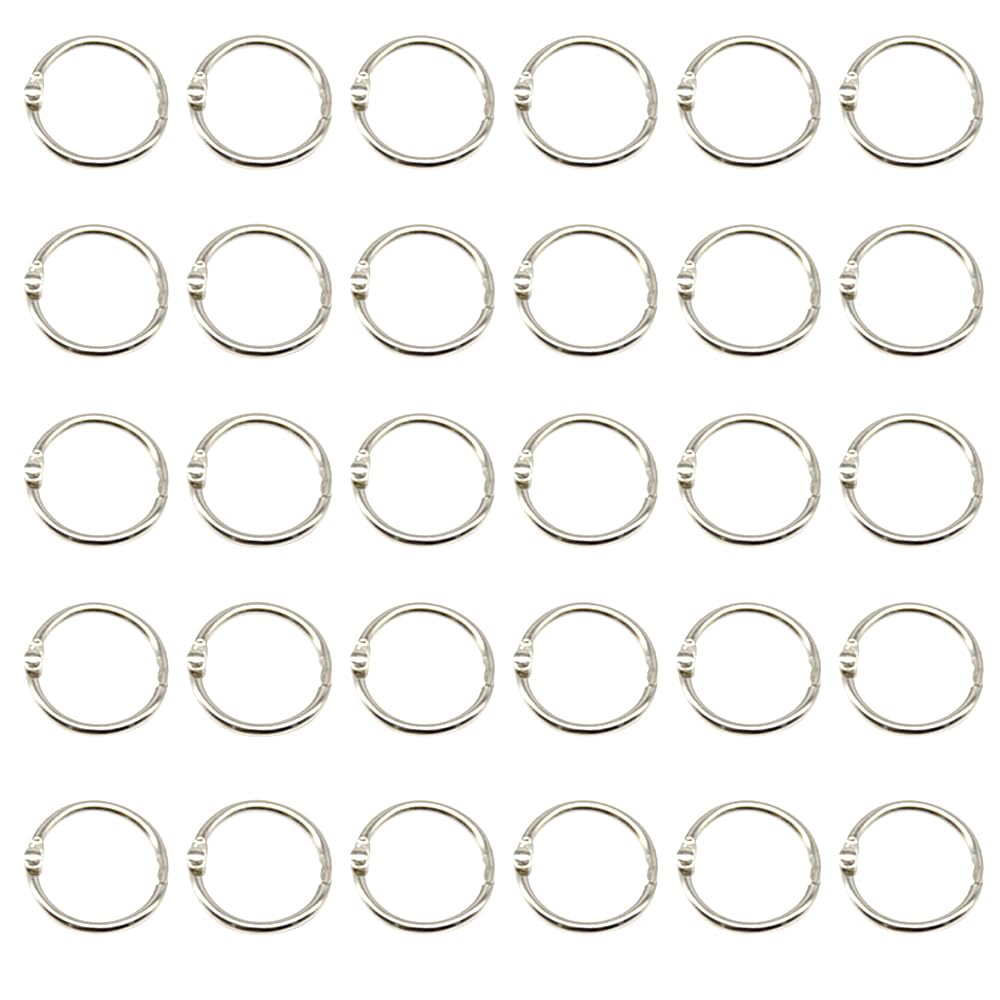 Yosawo Pack of 30 Book Rings Binder Rings Loose Leaf Book Rings Metal Books Rings Stapling Rings Key Rings for Scrapbook Album Notebook Index Cards (20 mm)