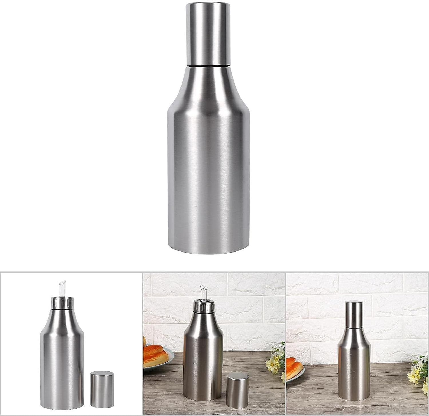 Stainless Steel Olive Oil Dispenser, Leakproof Pourer Dispensing Bottle for Cooking Wine (1000ML)