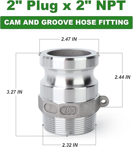 Miniatura 8 de TAISHER 2 accesorios de manguera de aluminio tipo F global, enchufe de 1-12 pulgadas x 1-12 pulgadas NPT macho
