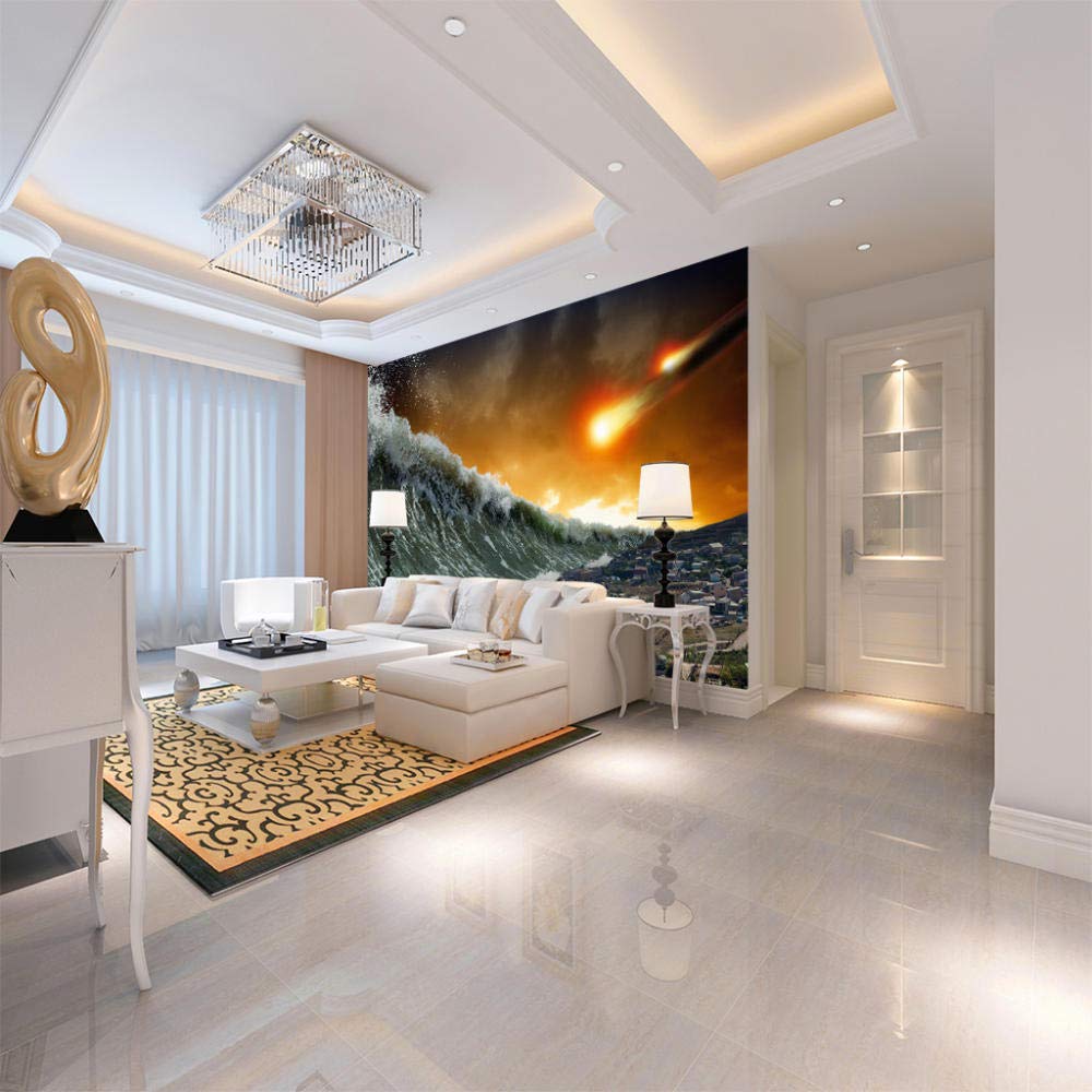 Amazon.co.jp: カスタム壁画装飾画 津波 175x210cm 写真3D部屋の壁紙家