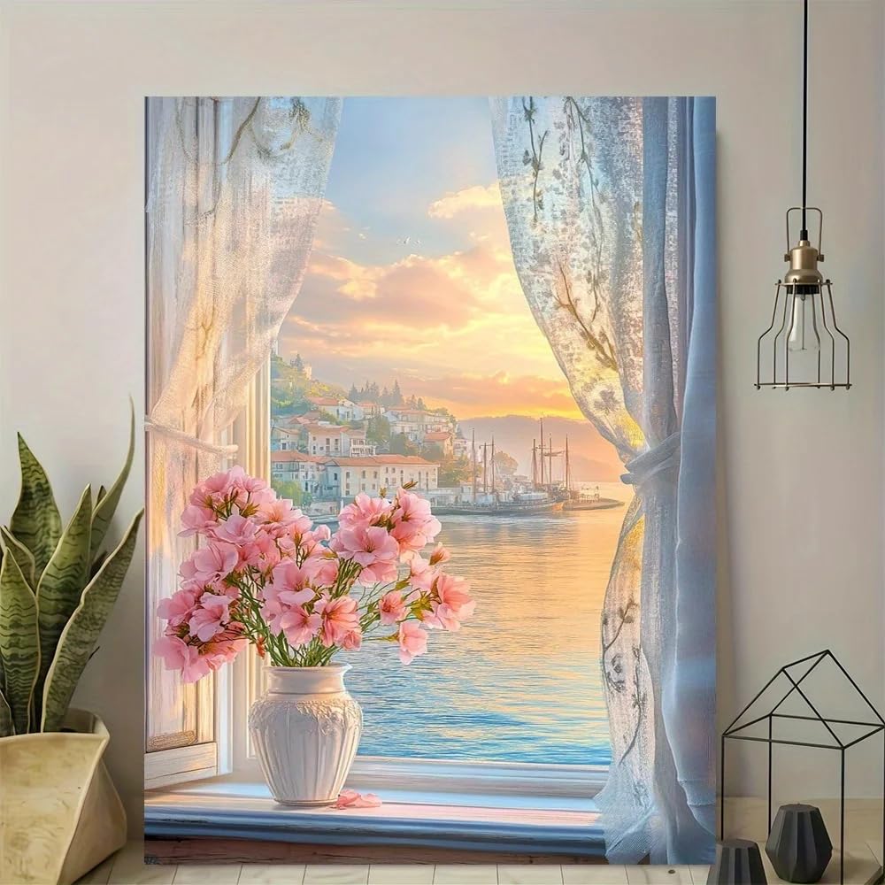 LTjiajuypd Coastal Sunset Canvas Wall Art Modern Vintage Printed Poster Home Office Decor(70x110cm/Frameless)