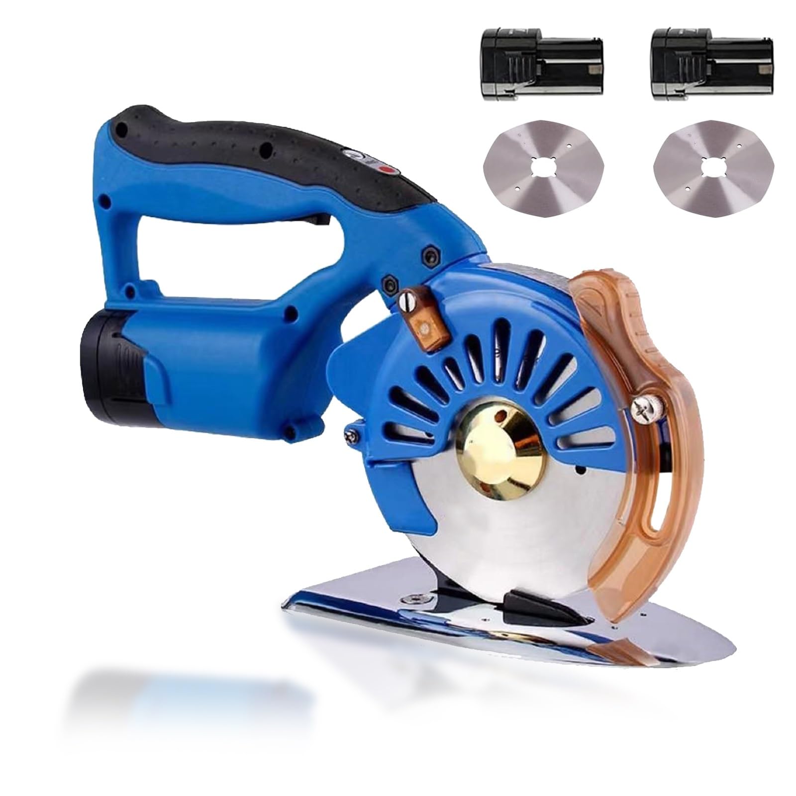 WHIPIN Coupe-Tissu électrique 5 Vitesses, Machine rotative électrique à poussée Manuelle avec Lame de 100/110/125 mm, affûtage Automatique, Base Stable, Ciseaux électriques pour Tissu et Cuir(100B)