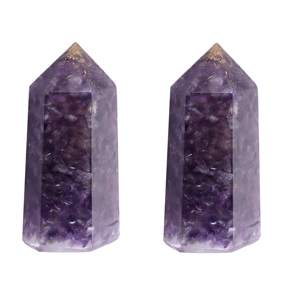 mookaitedecor Set of 2 Natural Amethyst Healing Crystal Point Wands 2 Inch