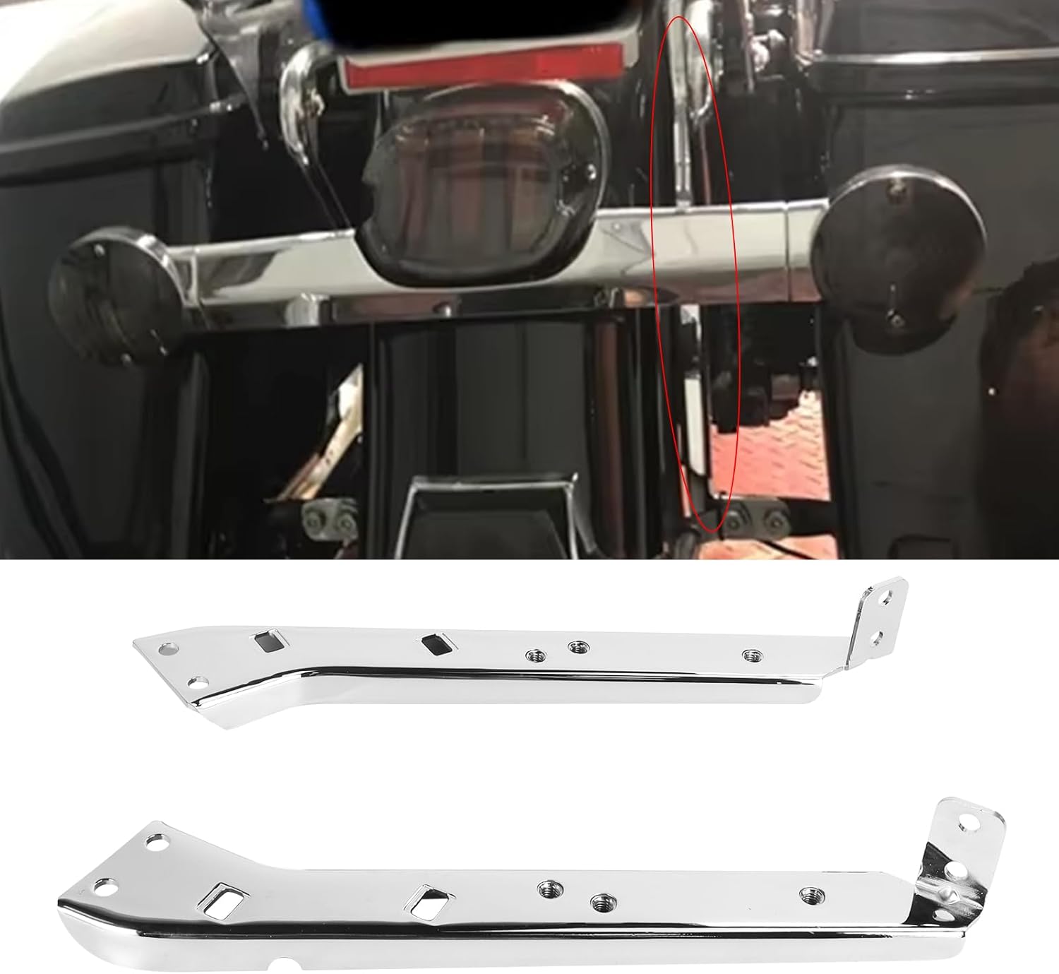 Motorcycle Chrome Drag Heavy Duty Saddlebag Rail Rear Support Brackets Bracket Guards for Harley Touring FLT FLHT FLHR FLTR FLHX 1985-2008