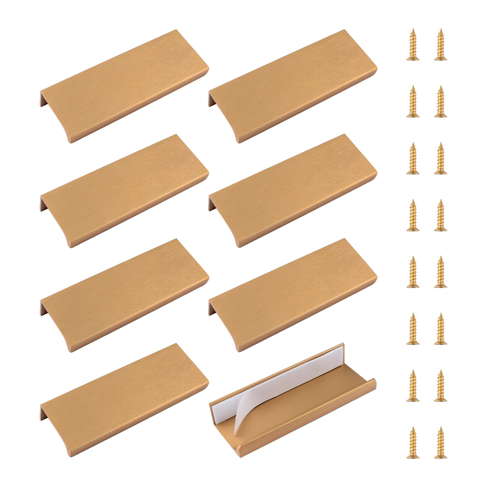 MOROBOR Finger Edge Pull, 8 Pcs Self-Stick Instant Cabinet Drawer Pulls Invisible Drawer Pulls Modern Style Drawer Handle for Cabinet Hardware Drawer Wardrobe,100mm/Brushed Bronze — image 1