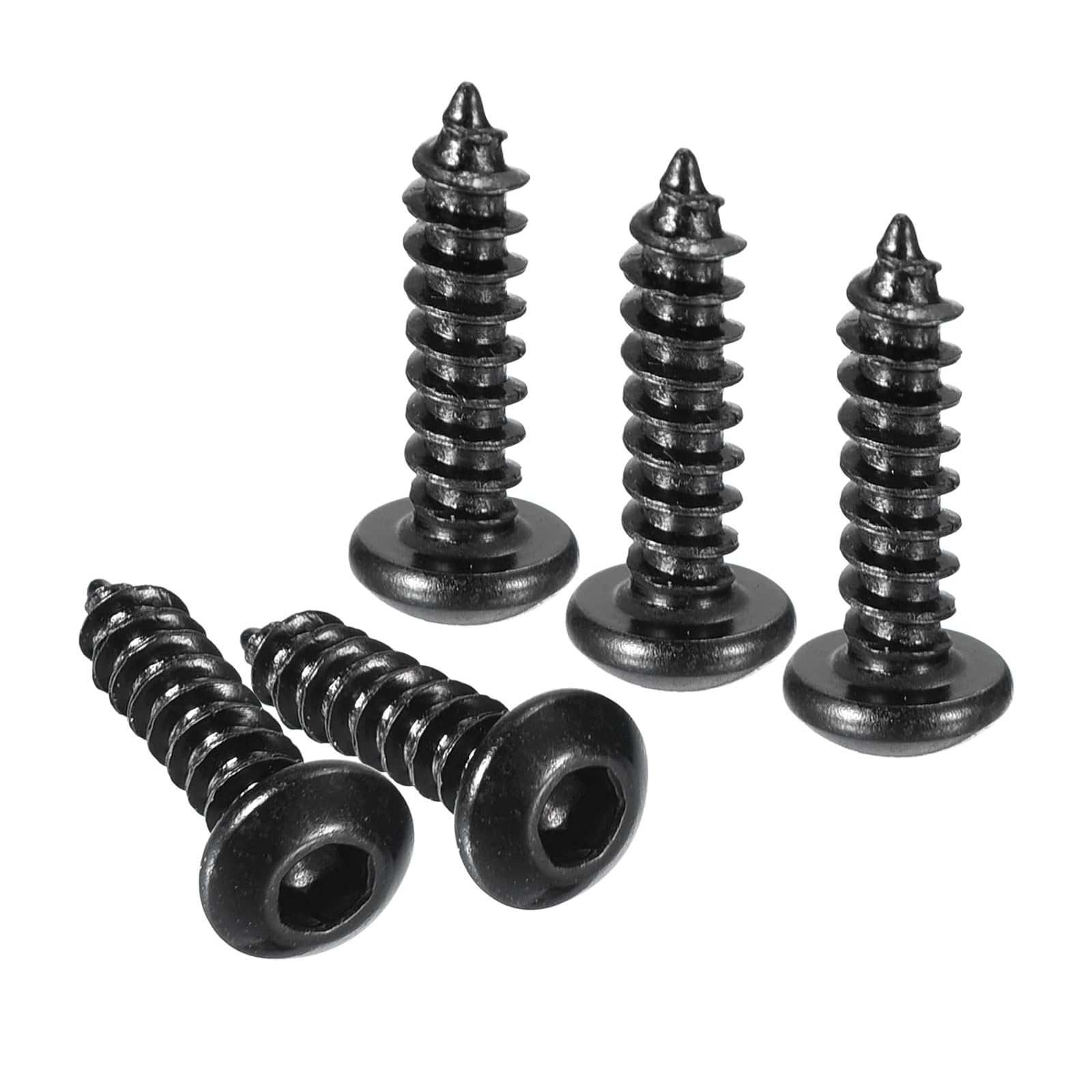 TA-VIGOR M3 Hex Socket Self Tapping Screws 12mm, Black Carbon Steel Pan Head Wood Screws for DIY, Furniture Assembly, Building Materials and Industrial Use 100cps