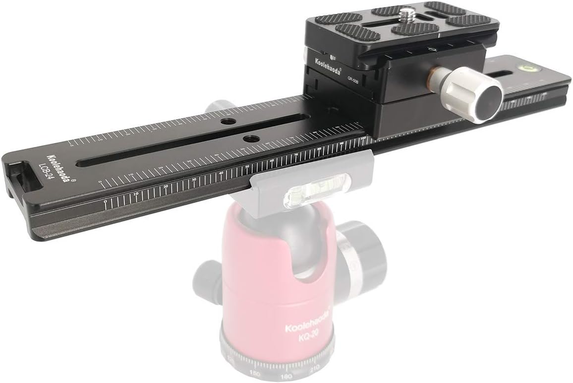 koolehaoda Multifunction Lengthened QR Quick Release Plate Base, Dual Dovetail Camera Bracket Mount with Double-Sided Clamp, for Tripod BallHead Panoramic Head(LCB-24)