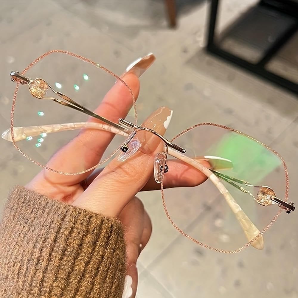ZBDZSW Modne okulary owalne z filtrem światła niebieskiego, metalowa oprawka, dekoracyjna oprawka, etui, soczewki HD Clear