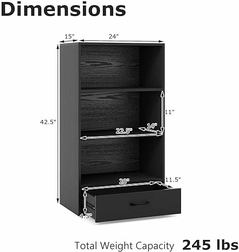 Miniatura 3 de Giantex Estantería de 4 niveles con cajón, organizador de pie de 42.5 pulgadas de alto, estantes de almacenamiento con dispositivo anti-caída,