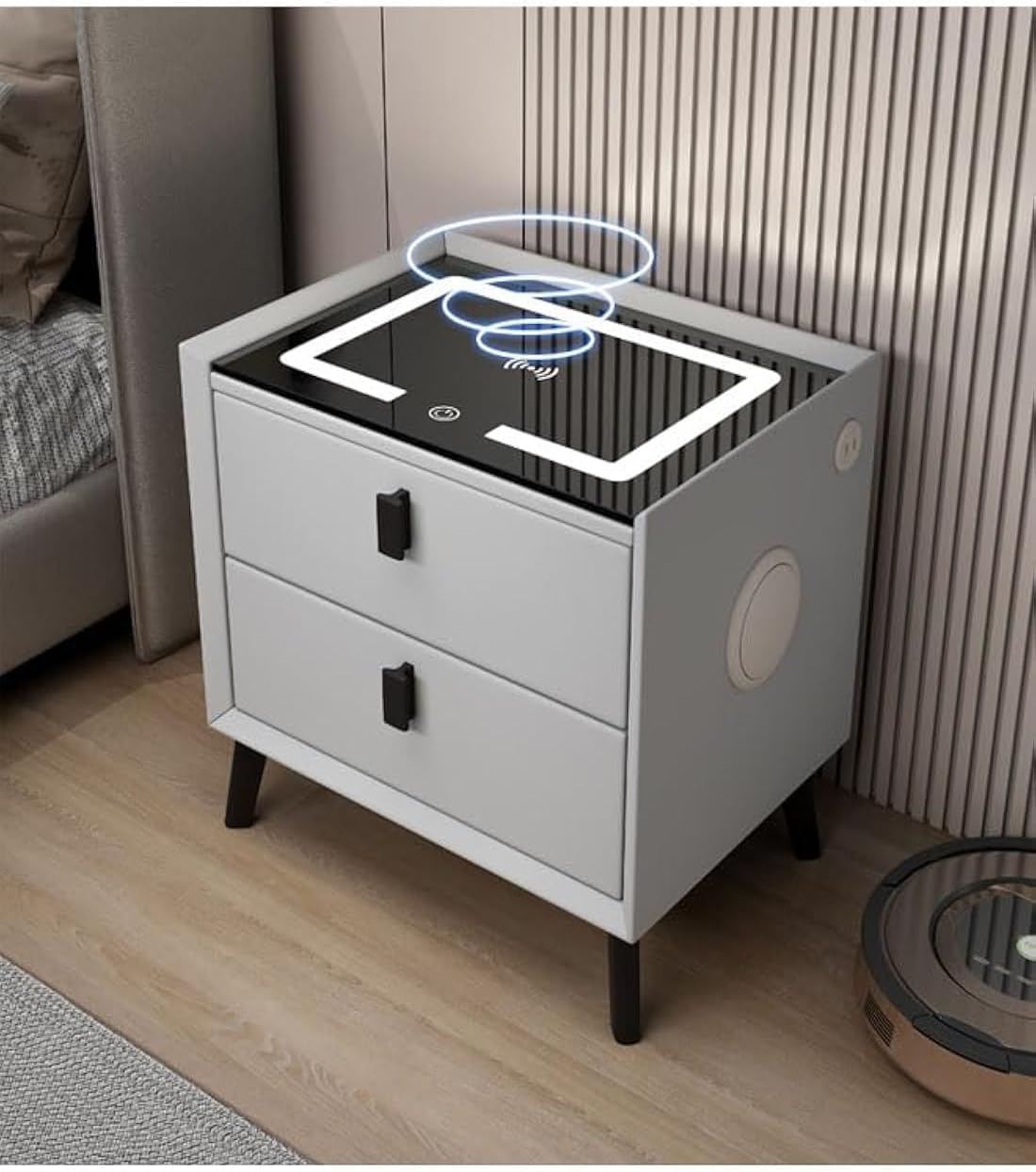 NKX Smart bedside table rechargeable and multifunctional wireless Charging and BT speaker for bedroom