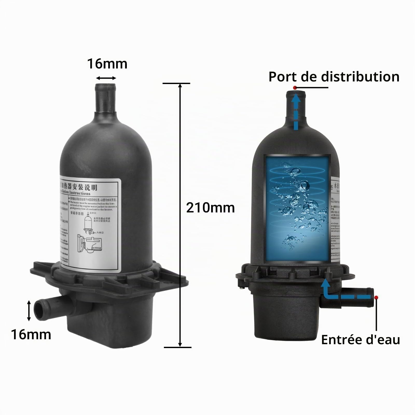 Chauffe-bloc Moteur 1000W Préchauffeur Réservoir Eau à Température Constante pour Auto Camion Navire