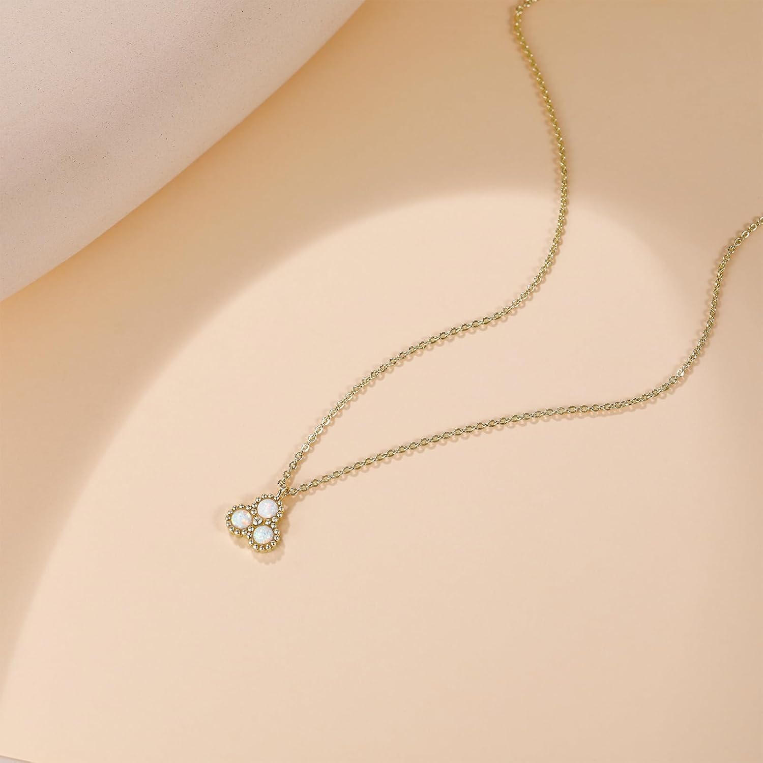 Mameloly 14K Gold Plated Station Necklaces for Women Dainty Tiny CZ Opal Necklace Pendant for Her - Image 3