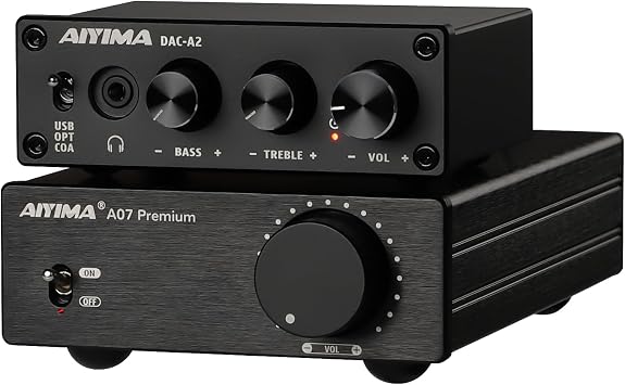 AIYIMA DAC A2 Decoder with Bluetooth Support LDAC/aptX-HD and AIYIMA A07 TPA3255 Power Amplifier 300w+300W Class D Amp Bundle