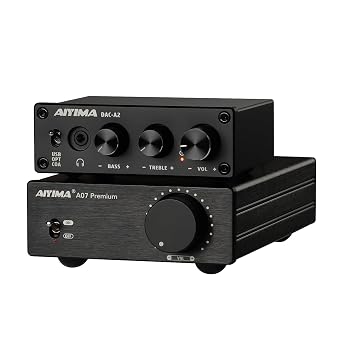 AIYIMA DAC A2 Decoder with Bluetooth Support LDAC/aptX-HD and AIYIMA A07 TPA3255 Power Amplifier 300w+300W Class D Amp Bundle