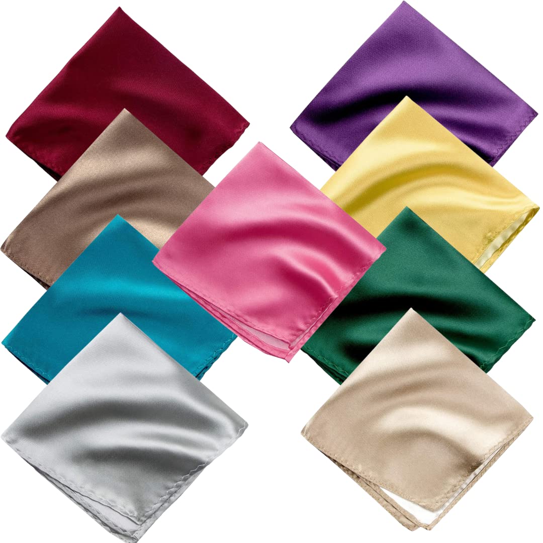 young arrow Satin Pocket Square for Men, Wedding Handkerchief for Suits, Blazers & Tuxedo, Men's Pocket Square Combo (Pack of 9) (Multicolor)-picture-14