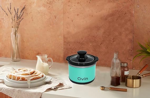 Mini Slow Cooker 0.65qt(20oz) warmer, fondue pot set,chocolate melting pot (stainless steel)... (blue)