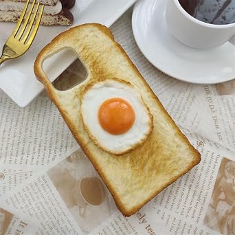 Toast Phone Case Compatible with iPhone 17/16/15/14/13/12/11/X/8 Multi-Model 3D Butter Egg Case Funny Bread Egg