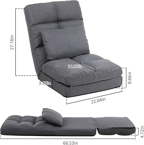 Miniatura 10 de FLOGUOR Chaise Lounge para interiores, silla de suelo de 14 posiciones con soporte de respaldo para adultos y niños, silla de sofá plegable con una