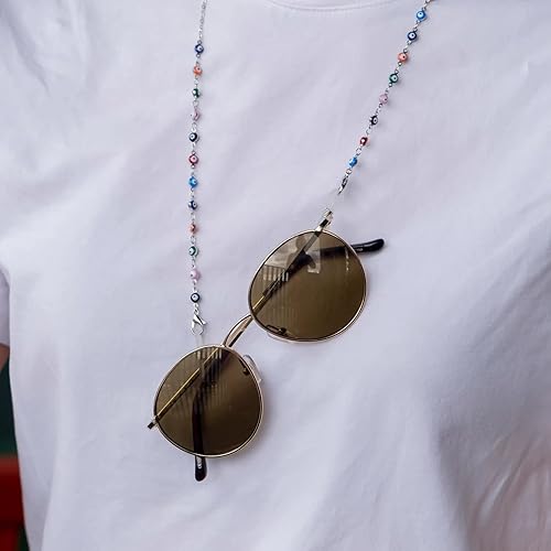 Miniatura 8 de JURYLOO Cadena para anteojos para mujeres y hombres, con cuentas para el cuello, correa para gafas, soporte para gafas, cordón