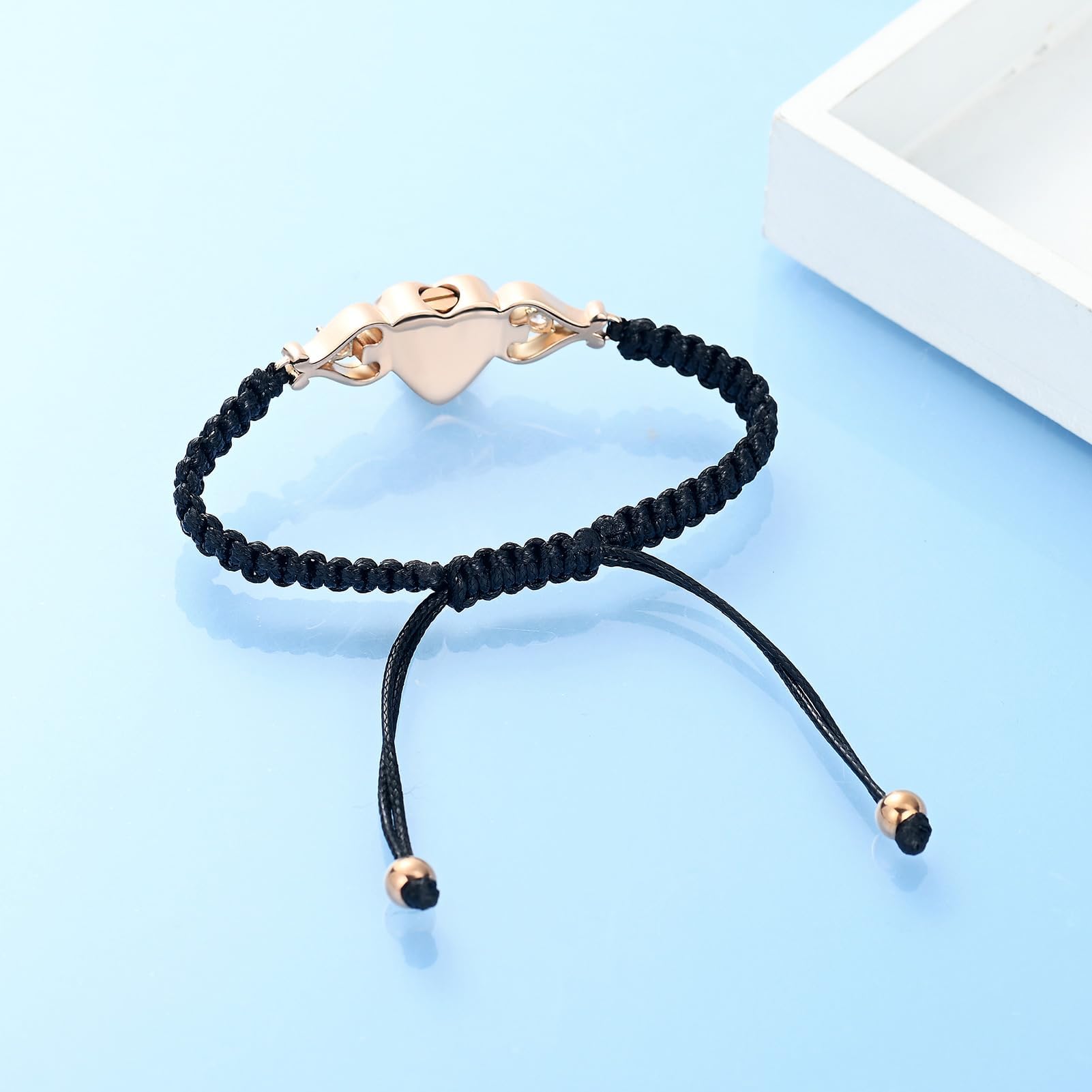 QGJNSGC Double Heart Cremation Bracelet for Ashes for Women Stainless Steel Sunflower Urn Bracelet Memorial Jewelry Loved Ones Human Pet Funeral Keepsake Gift Adjustable Bangle - Image 4