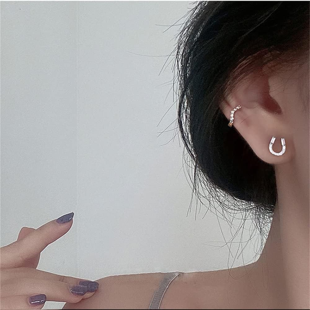 20g Minimalist Horseshoe Earrings 925 Sterling Silver Crystal Small Stud Cartilage Earring for Women Hypoallergenic Cute CZ Love U Piercing Jewelry Dainty Valentine Birthday Jewelry Gifts - Image 4