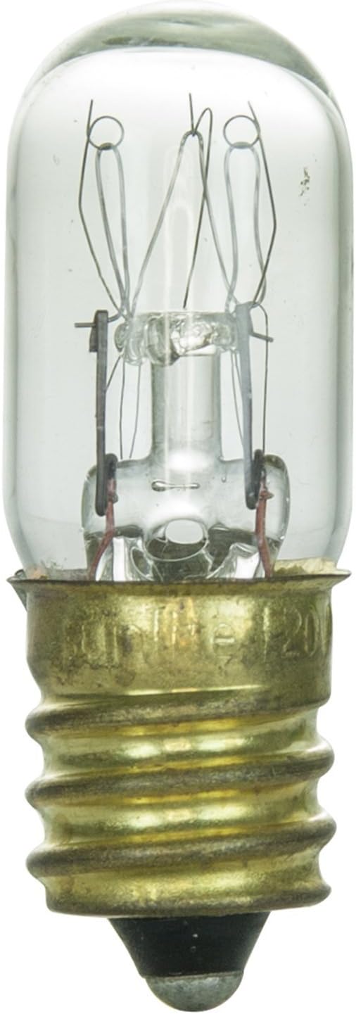 (12 Pack) 15T4 15 Watt T4 Tubular Clear Candelabra (E12) Base Indicator Incandescent Light Bulbs