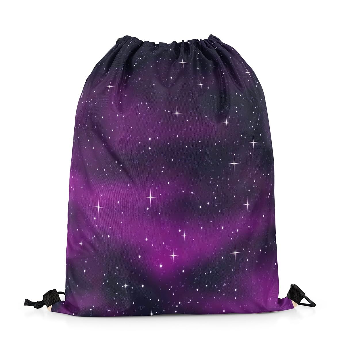 Homewish Watercolor Night Sky Drawstring Bags,Glowing Stars Drawstring Backpack 33 x 40 cm for Sport Gym Swim Yoga Camping,Dreamy Purple Nebula Draw String Back Bag,Starry Sky String Backpack โ image 1