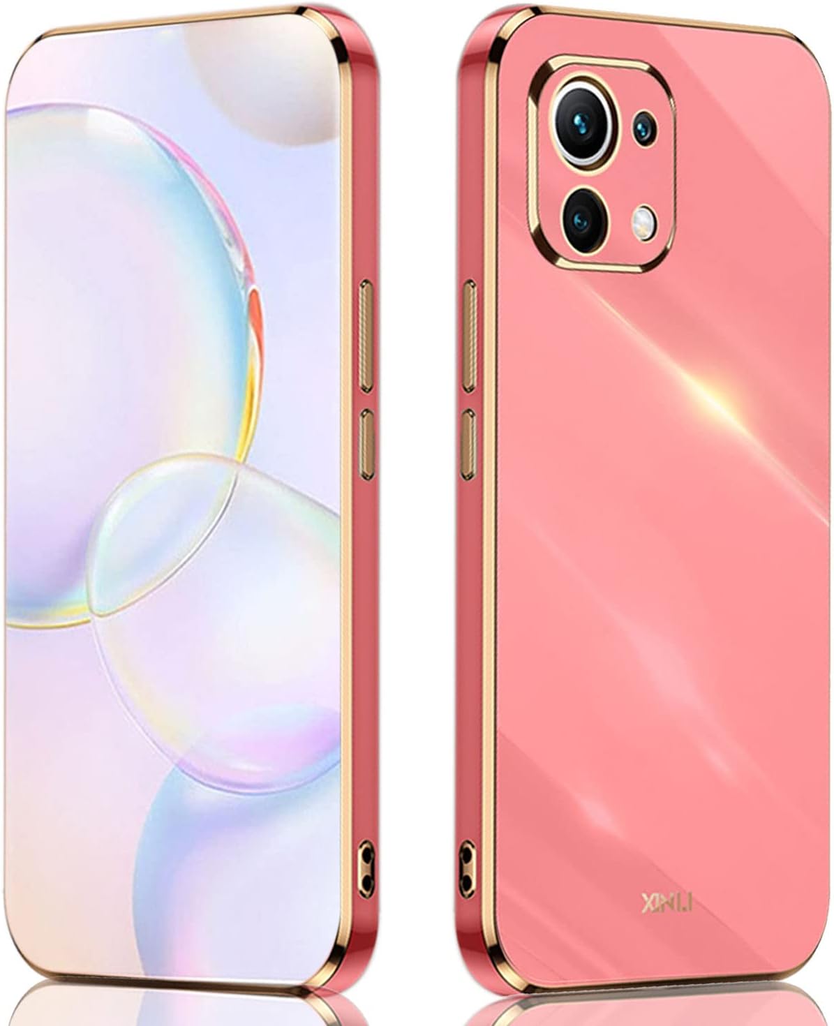 ILING Funda para Xiaomi 11 Lite 5G NE/Xiaomi Mi 11 Lite 4G/5G Case, Silicona Coloreada, Protege la Camara, Estuche Ultrafino Anti-caída para Niña (Rojo)