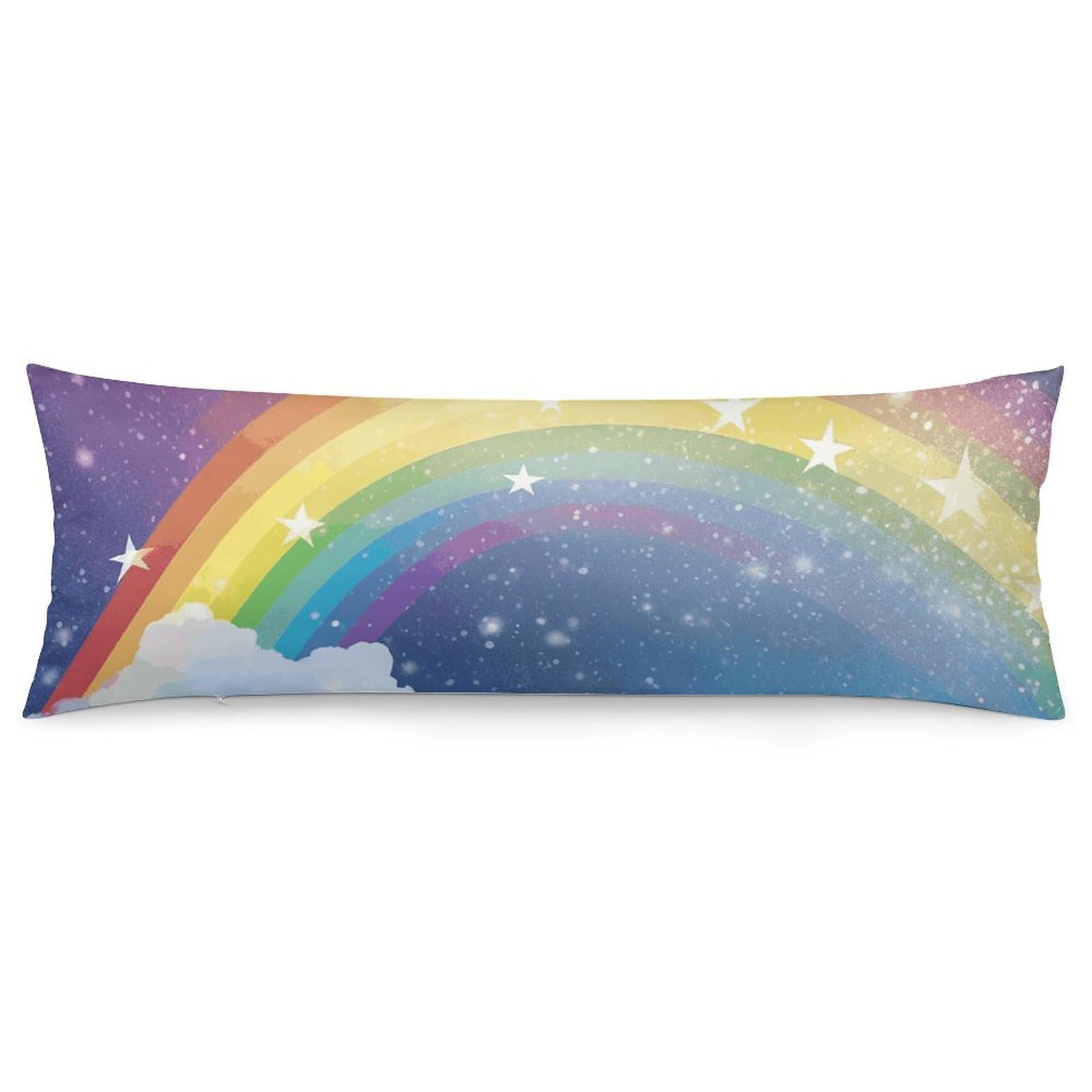 2 Pack Pillow Cases for Hair and Skin, Soft Breathable Pillow Case Covers with Hidden Zipper, Star in Rainbow Sky Pillowcase 20"x54" Pillow Covers for Sleeping Gift