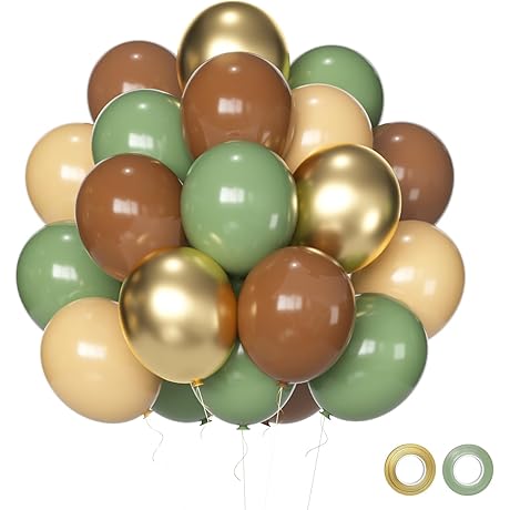 Baby Yoda Balloon Arch 60 Pcs 12 Inch Sage Green Brown Gold Party Balloons