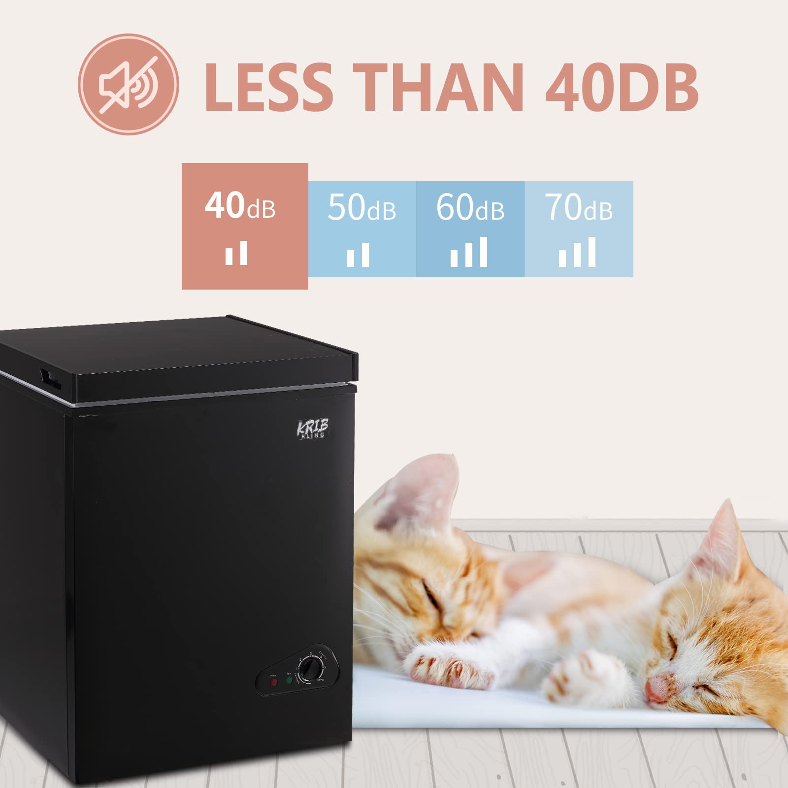 5.0 Cu.Ft Chest Freezer, Krib Bling Deep Compact Freezer With Removable Storage Basket And Adjustable Thermostat For Drinks, Vegetable And Meat on Fridge.com - View 5