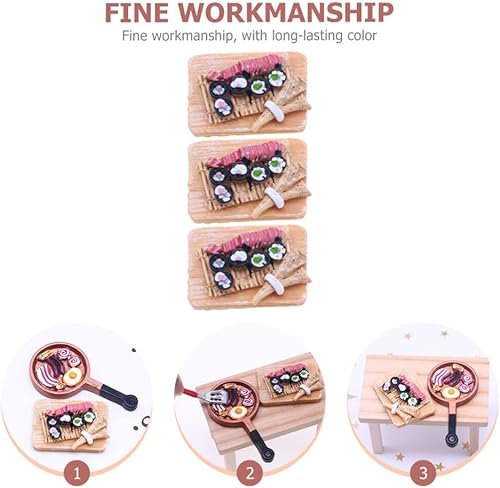 Miniatura 3 de ABOOFAN Decoración japonesa, 3 piezas de juguetes de sushi en miniatura, figura de comida, alimentos, casa de muñecas, adornos de postre, juguete de