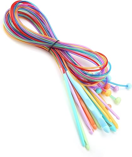 Miniatura 8 de Oumefar Juego de ganchos largos de ganchillo Tusani de metal con cordones intercambiables tunecinos con cable, agujas de tejer de 0.197 in para