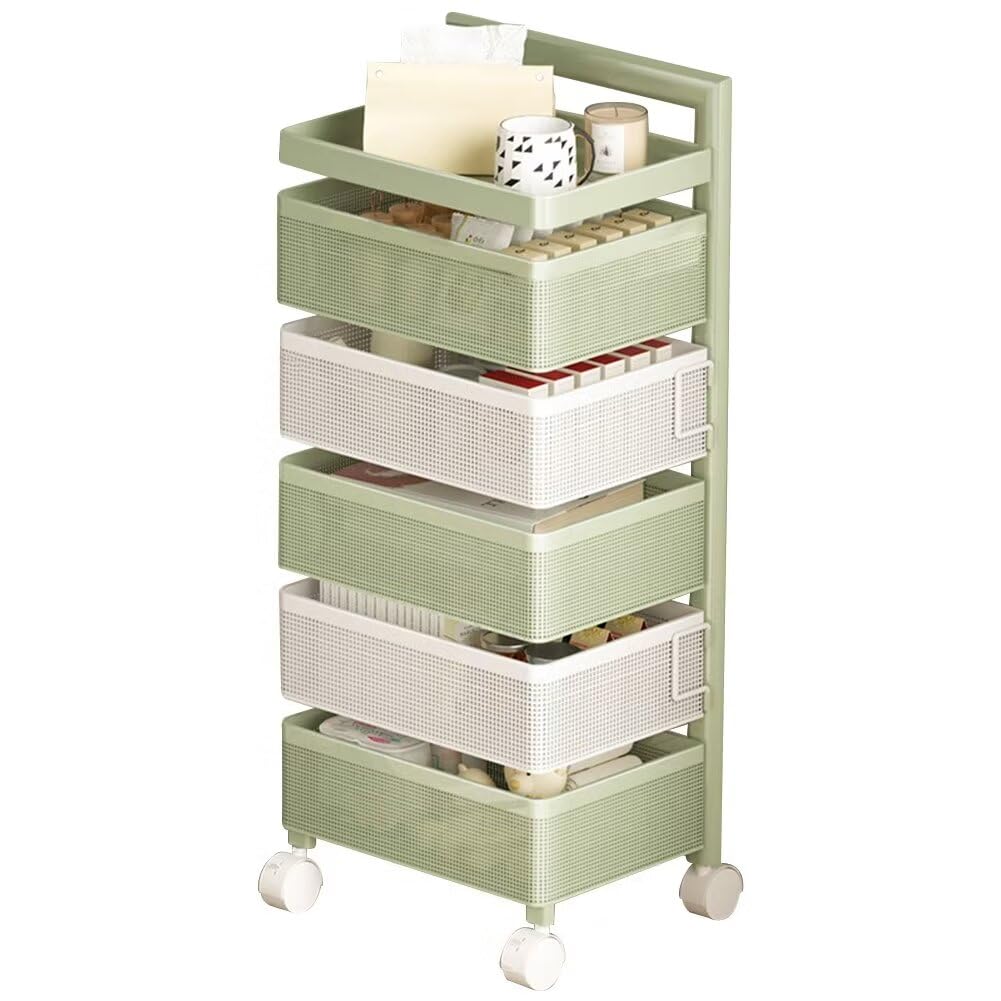 Amazon.co.jp: キッチンワゴン 回転式 収納カート 収納ワゴン