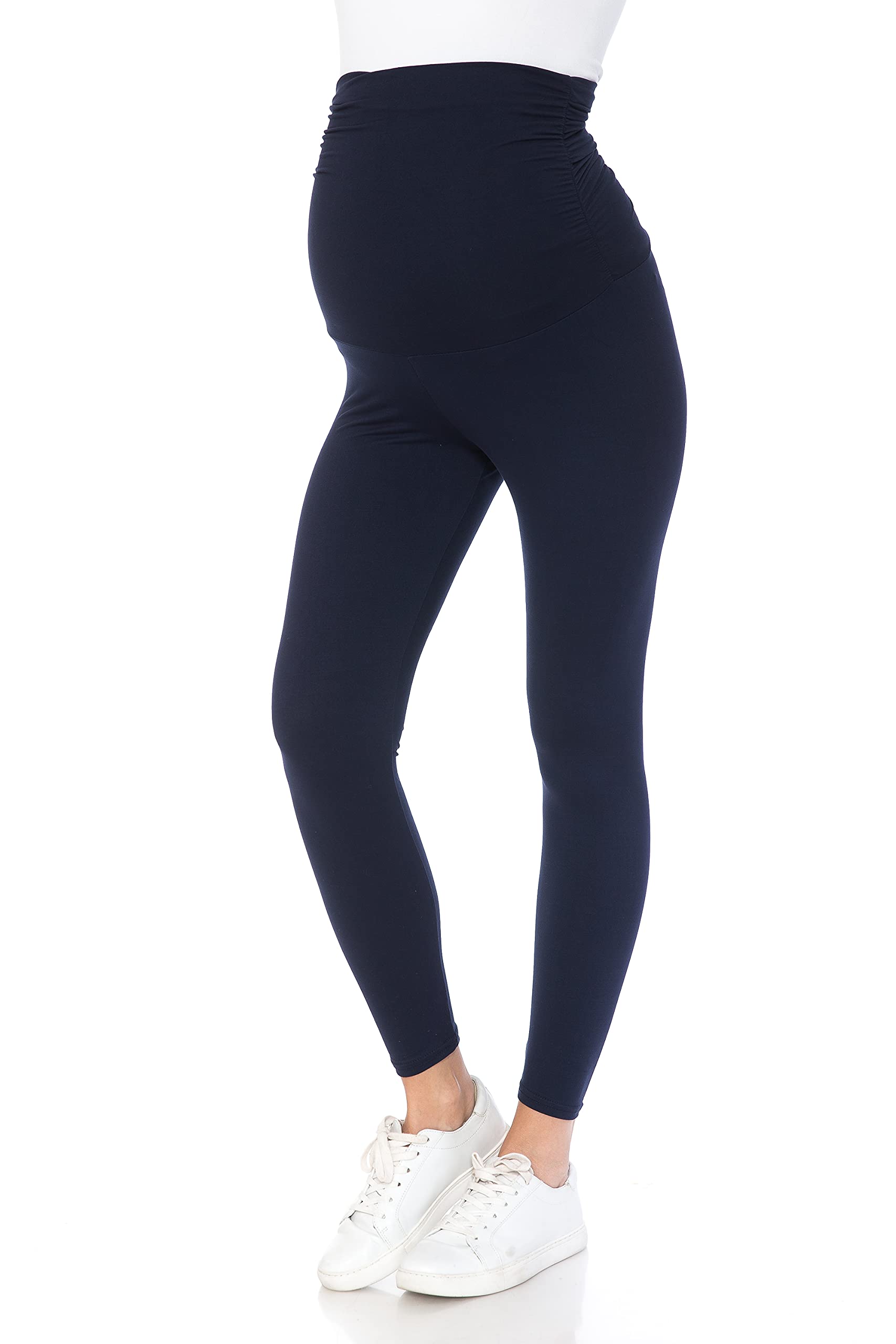 Leggings Depot Damskie legginsy ciążowe nad brzuchem, do noszenia w ciąży, na co dzień, do jogi, Wysoka talia Fashion-navy, S
