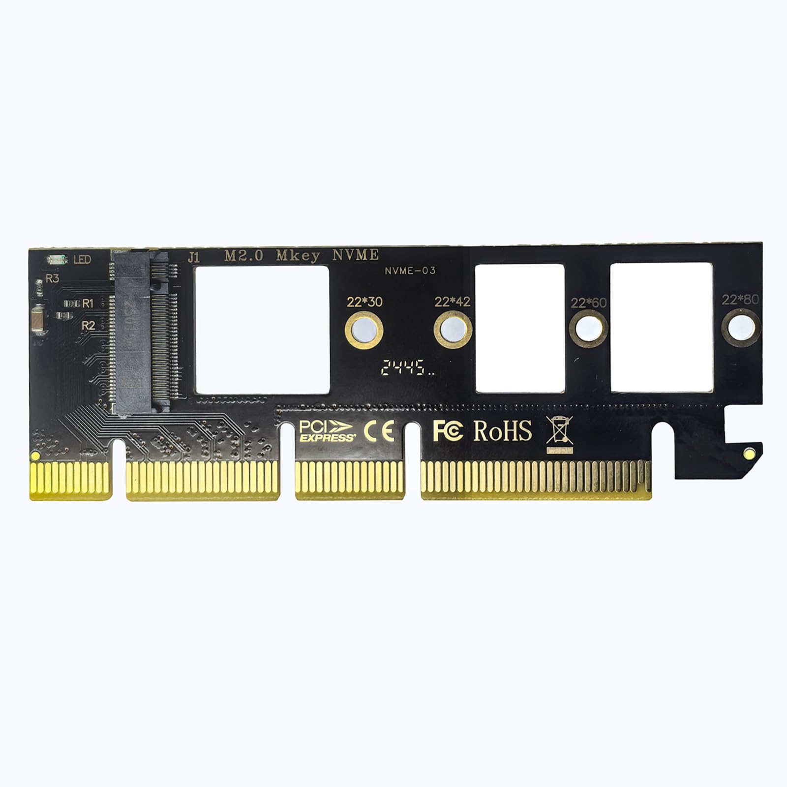 PCIe 4.0/5.0 x16 zu M.2 NVMe SSD Adapterkarte, Erweiterungskarte für 2230/2242/2260/2280 M-Key SSDs, Hochgeschwindigkeits für Desktop-PCs, Plug & Play