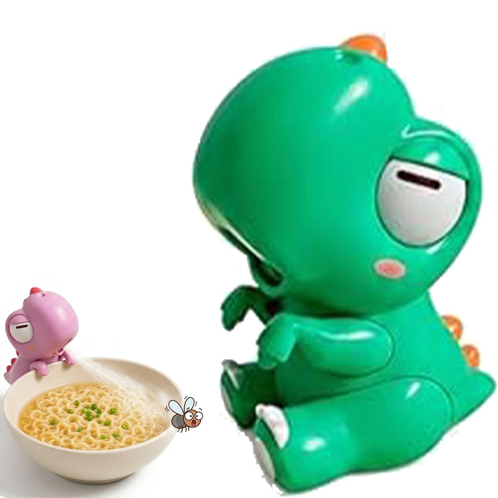 Cooling Clip-On Mini Fan for Cup, 3-Speed Rechargeable Cute Animal Fans Coffee Chiller, Portable Food Blower for Baby Hot Soup, Tea, Drinks，Green Dinosaur