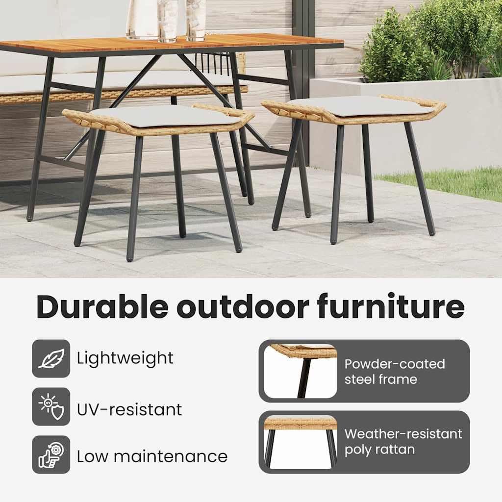 Tabourets de jardin 2 pcs Naturel 50x40x45 cm Rattan synthétique