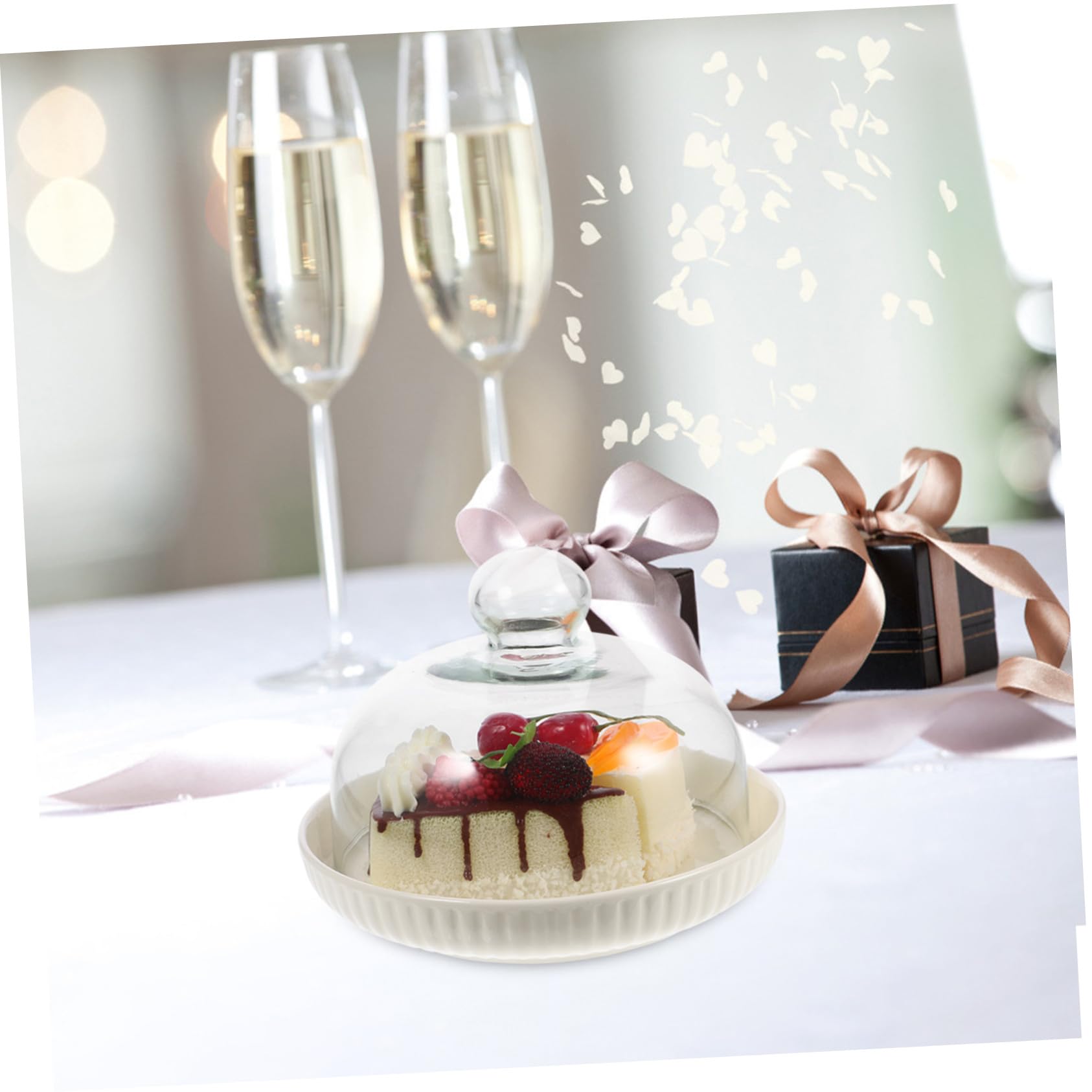 Toyvian Minimalistisches Desserttablett Eleganter Tortenständer mit Deckel mit Glasglocke aus Keramik Vielseitig und Praktisch für Hochzeiten und Partys