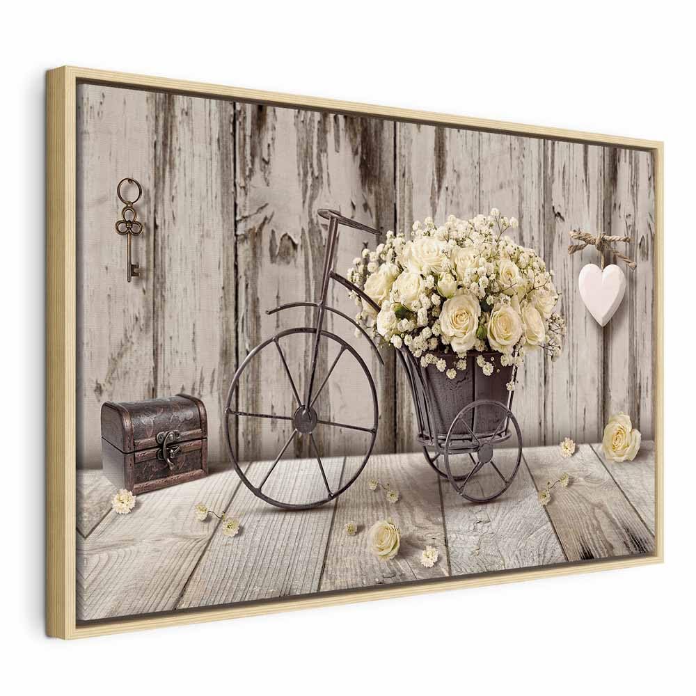murando - Grand Tableau avec Cadre Chambre, Bouquet Bois Fleurs, 120x80 cm