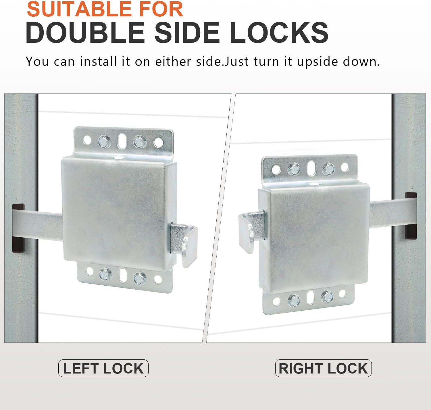 Garage Door Side Lock, Galvanized Steel Inside Deadlock for Vertical Track, Heavy Duty Security Slide Latch Replacement for Home & Warehouse Protection, Fits Most Residential Doors-1-Pack