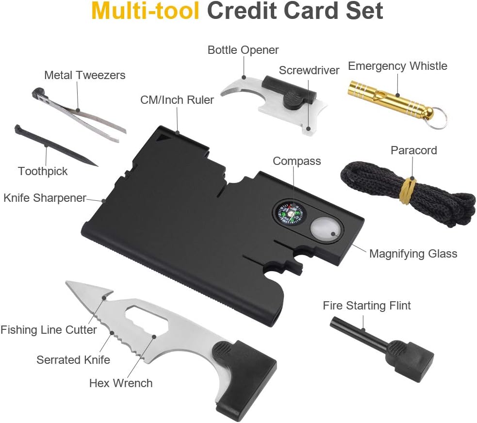 Stocking Stuffers for Men Dad Gifts, 18 In 1 Multitool Credit Card Tool Set Pocket Wallet Survival Kit, Cool Tools Gadgets Gifts for Men Dad Him Husband Women Christmas Valentines Fathers Day