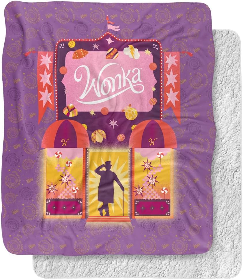 Wonka (2023) Blanket, 50"x60" Doorway to Imagination Silky Touch Sherpa Back Super Soft Throw Blanket